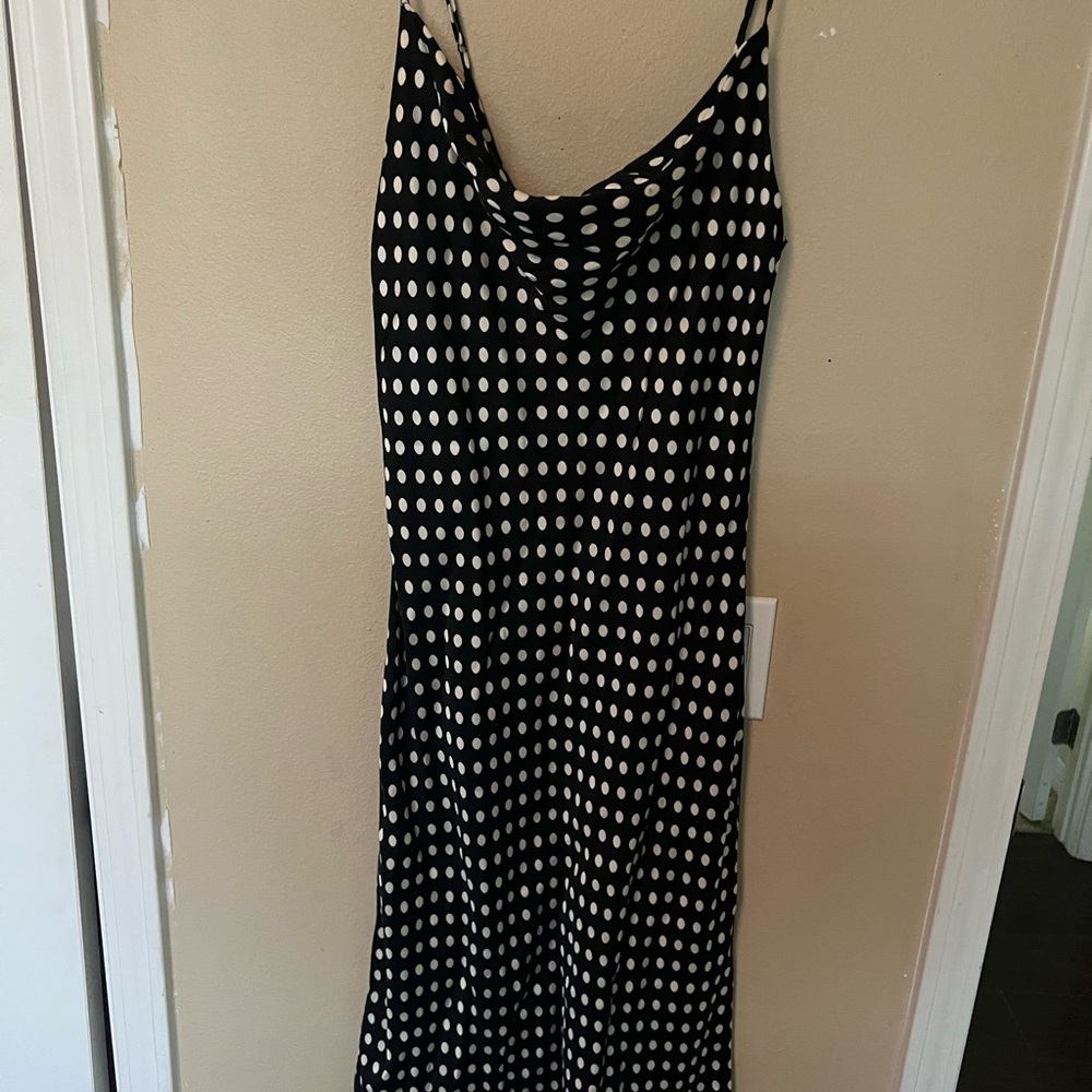 Zara Black and White Polka Dot Midi Dress